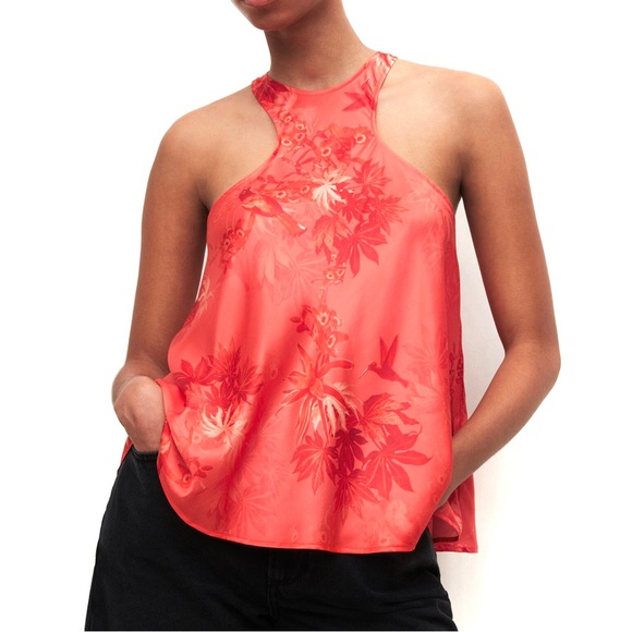 ALLSAINTS PRINTED SILK BLEND TOP - Picture 1 of 8